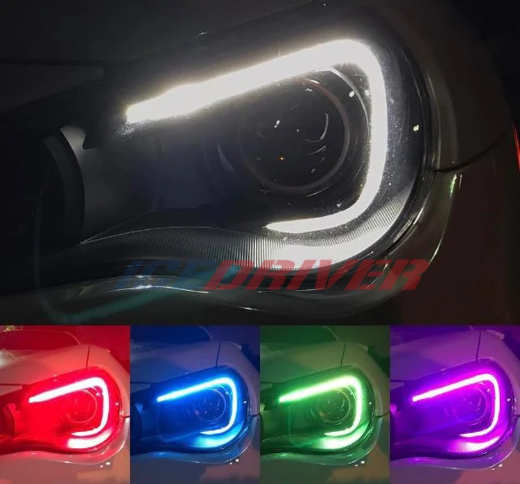 Icedriver for Subaru BRZ DRL RGB multicolor LED boards 2013-2016 daytime running lights Red RGBW Demon Eye lighting bulbs