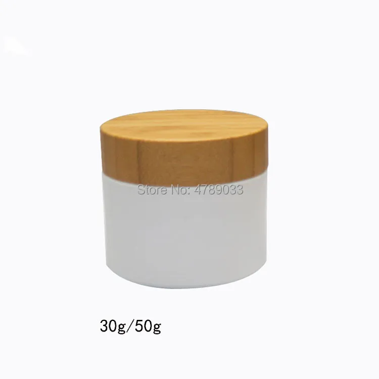 

High Quality 20pcs 30g/50g PP Cream Jar Boxes Empty Plastic Cosmetic Container Makeup Sub-bottling With Bamboo Wooden Caps