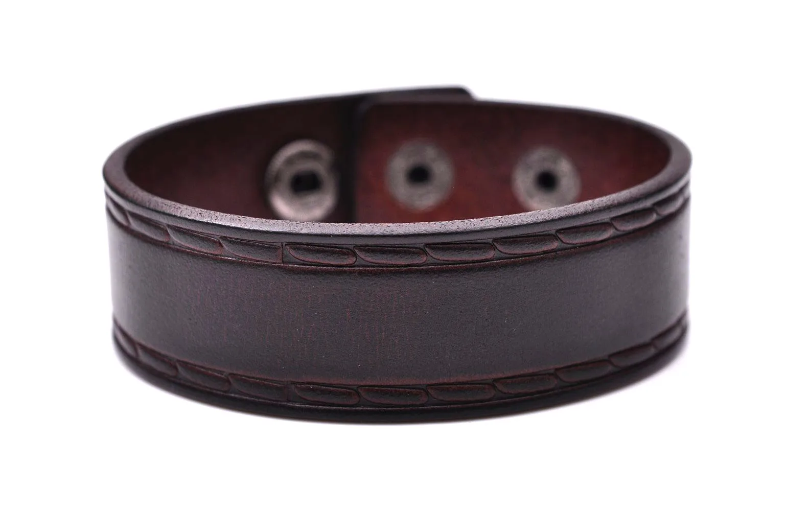 Retro Embossing Cool Genuine Leather Bracelet Wrap Cuff Wristband Strap Brown