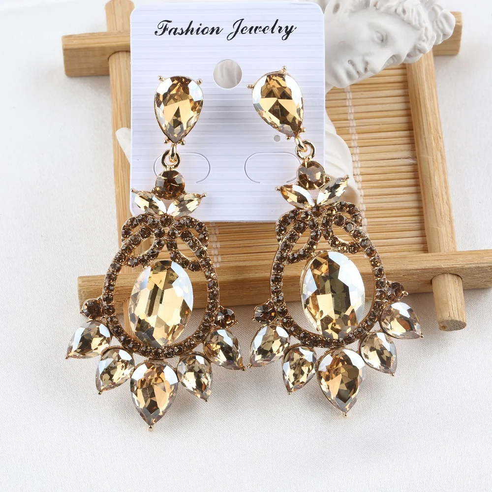 VEYO Elegant Luxury Crystal Drop Earrings for Women Round AAA Rhinestone Drop Earrings Fashion Jewelry New Arrival