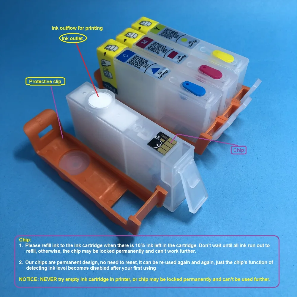 YOTAT Refillable ink cartridge for HP862 for HP Photosmart C5324/C5370/C5373/C5388/C5390/C5393/D5460/D5463/C6388/B8550