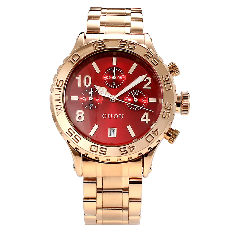 

2018 Fashion Guou Brand Calendar Gold Luxury Waterproof Man Lady Man Unsex Gift Quartz Sports Watch Exquisite Dress Wrist Watch