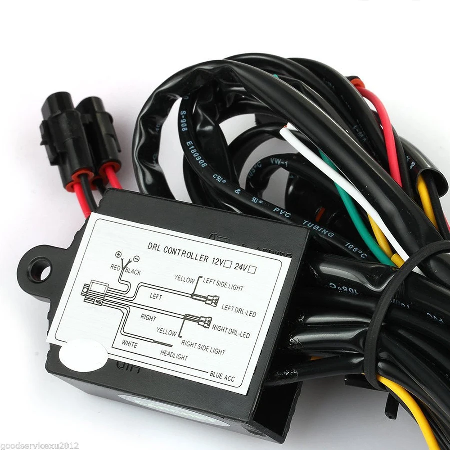 Car DRL LED Fog Light Automatic ON/OFF Controller Module Box Relay Harness Kit