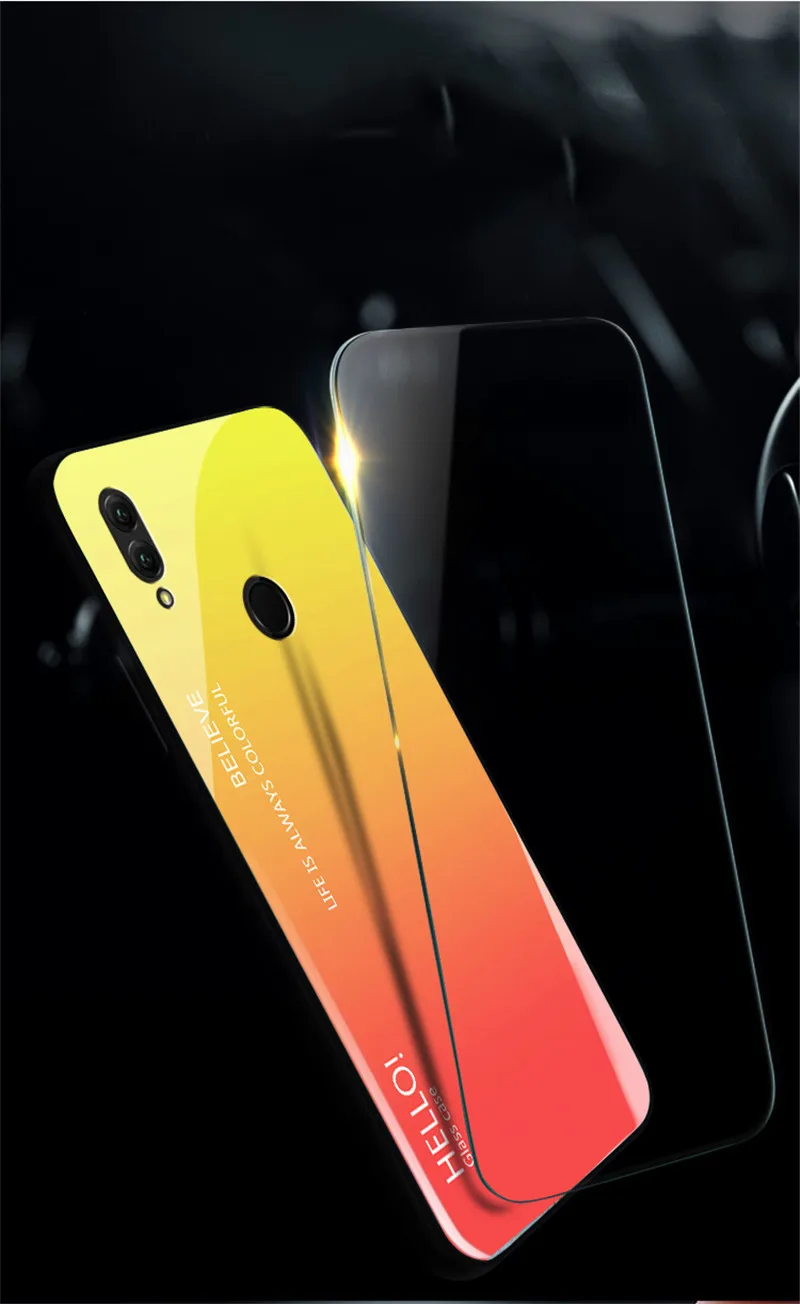 Honor Note 10 Case Note10 Gradient Aurora Tempered Glass Back Cover Hard Case for Huawei Honor Note 10 RVL-AL09 Cover Protector