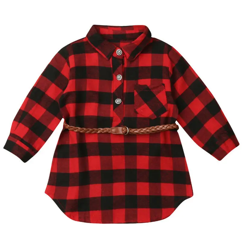 0-5T Christmas Toddler Newborn Kids Baby Girls Dress Red Plaid Cotton Princess Party Long Sleeve Dress Clothes Girl Autumn Dress