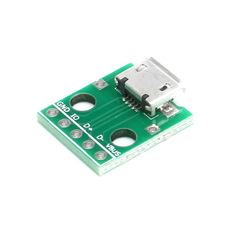 10pcs Micro USB To DIP  Adapter 5pin Female Connector Module Board Panel Female 5-Pin Pinboard B Type PCB 2.54 MM