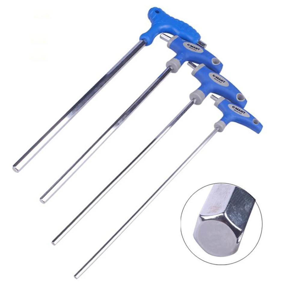 C-Mart Hand Tool 2.5/3/4/5/6/8/10mm Chromium-vanadiu Steel Inner Hexagon Wrench T Handle allen Hex Key Wrench Spanner