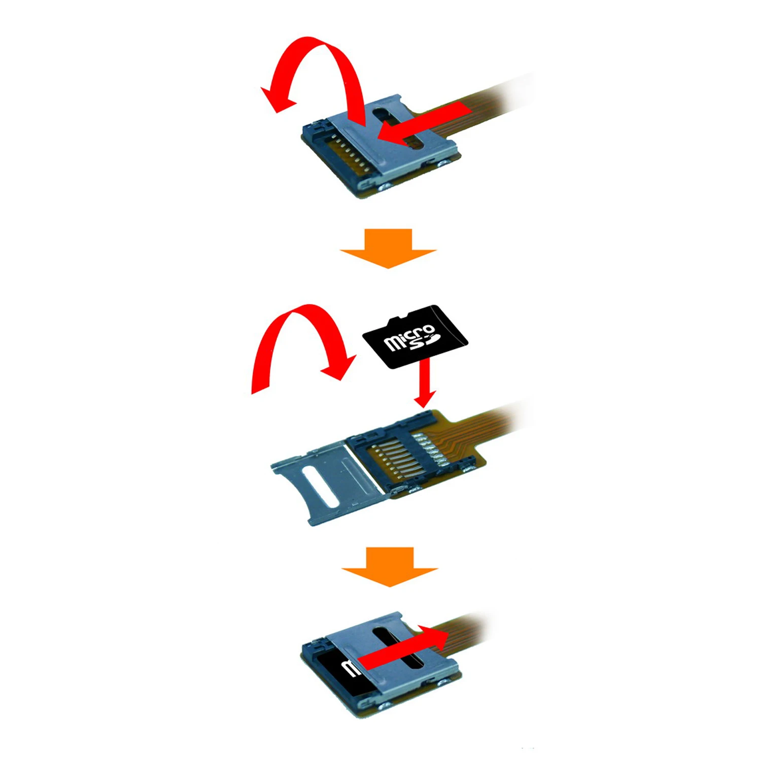 Cablecc TF / Micro SD TO Micro SD Card Extension Cable Adapter Flexible Extender MicroSD To SDHC / SDXC Card Extension Adapter