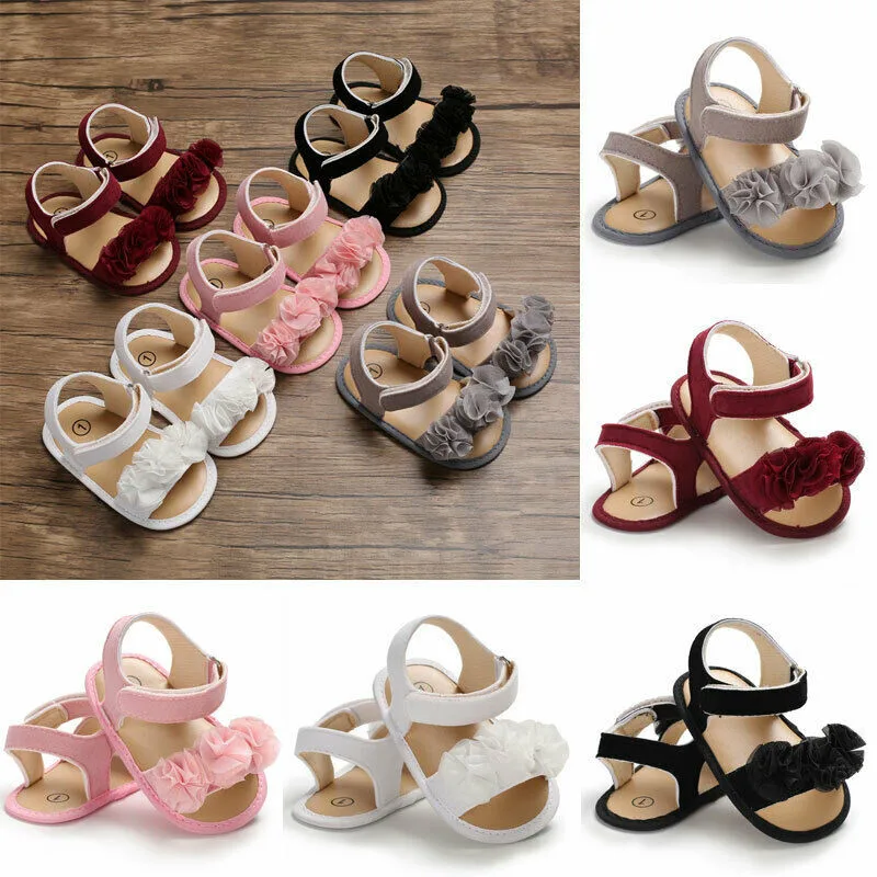 

PUDCOCO Pretty Newborn Kid Baby Girl Flower Lace Sandals Clogs Flat Shoes Summer Casual Crib Shoes First Prewalker 0-18M