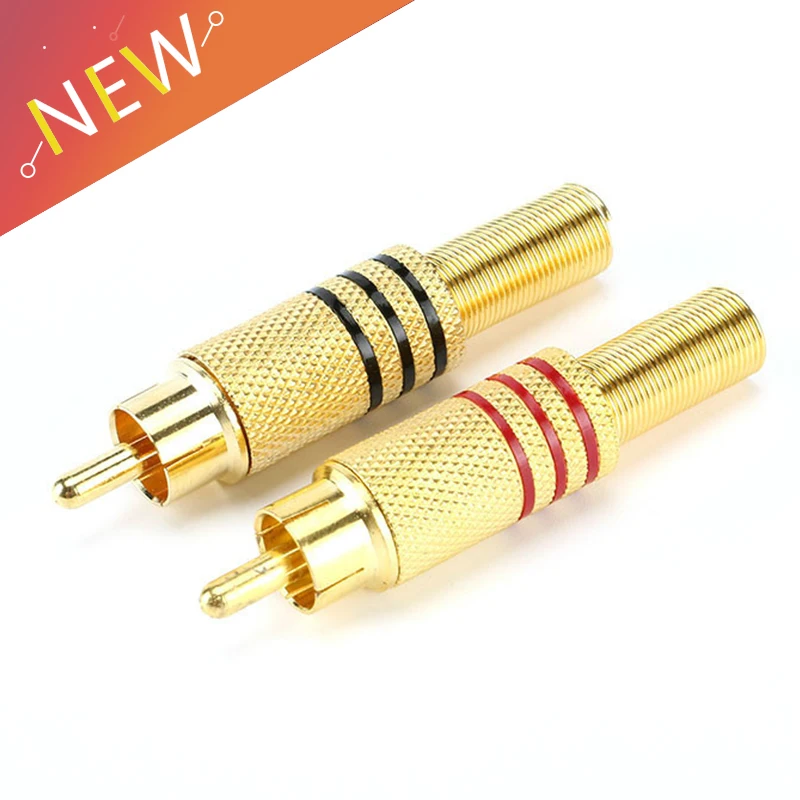 5PCS/Lot Metal Spring RCA Plug Gold Plated RCA Connector Male jack Plug AV Plugs for PC Audio Vedio Welding DIY Parts