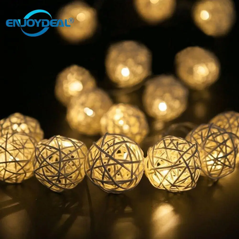 (Deal LED Light String Rattan Ball Fairy Light String Party Christmas Wedding Curtain Decoration illuminazioni 1M / 2M / 3M