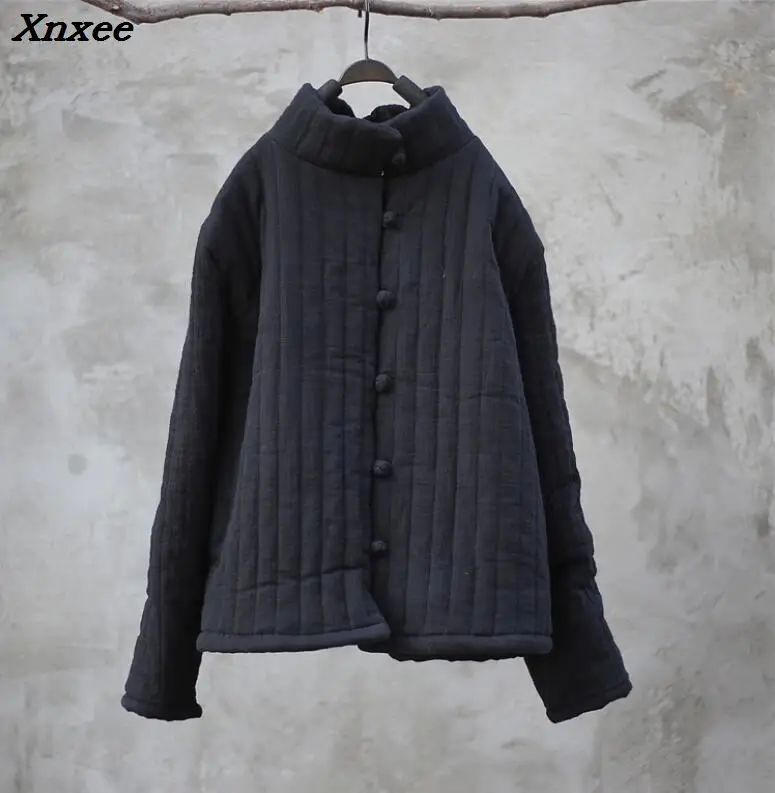 Winter women stand parkas coat vintage cotton long sleeve brief casual warm women clothes jacket coats Xnxee