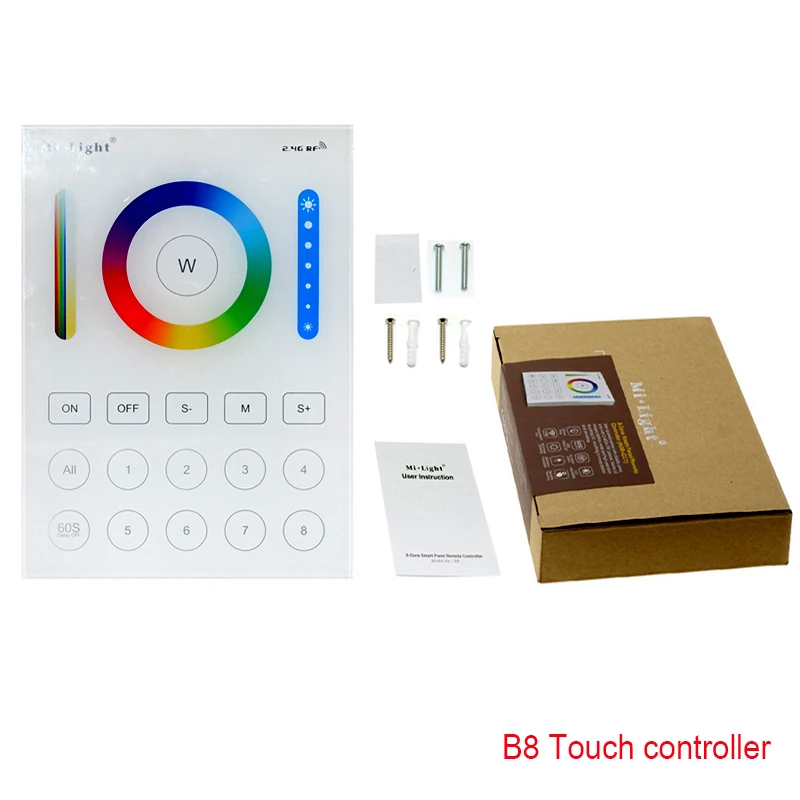 Milight Wireless LS2 5IN1 Smart LED Controller B8 Wall-mounted Touch Panel Control RGB CCT LED Strip 8 Zone RF Remote Controller