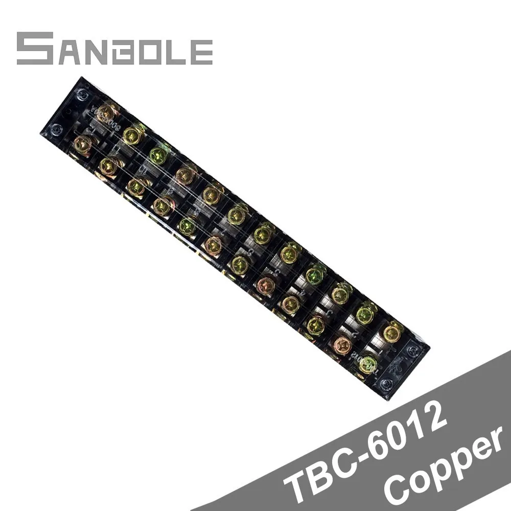 

TBC-6012/TB-6012 Terminal Blcoks Connection Plate with plastic cover 24 screws Terminals 60A/12P 600V Copper