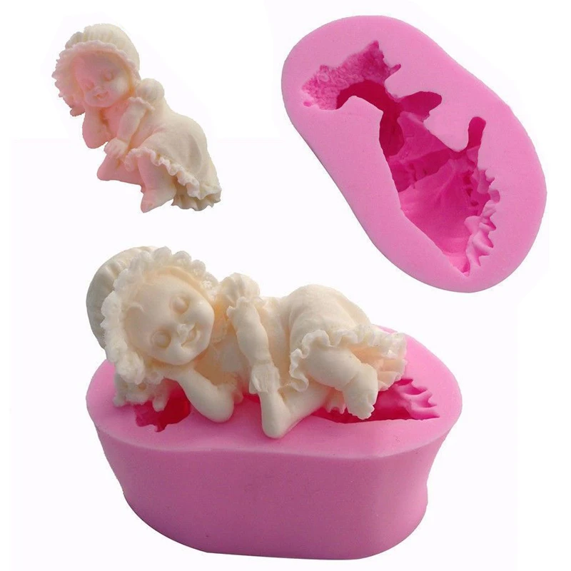 JX-LCLYL 3D Fondant Cake Mold Silicone Mould Angel Baby Girl Baking Decoration Soap Molds