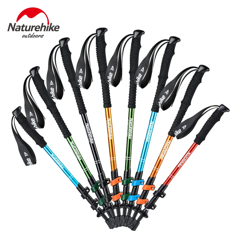 Naturehike 1pcs Adult Child Alpenstocks Ultralight Trekking Folding Pole Walking Hiking Sticks Camping Family Alpenstocks NH17D0