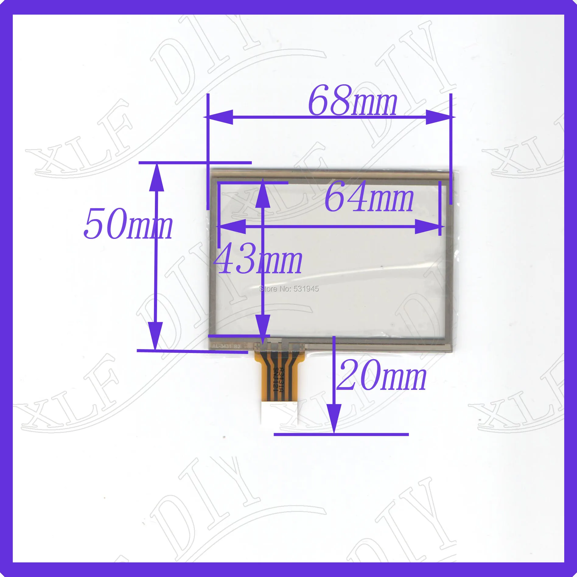 ZhiYuSun 3.5inch resistance touch panel 68*50mm  Navigator screen 68mm*50mm this is compatible