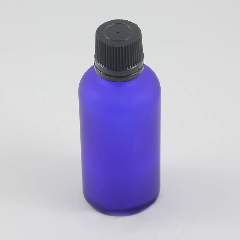 100Pcs Veel Blauwe Glazen Fles 50Ml Olie Luxe, Glas Olve Olie Fles Met Schroefdop Zwart