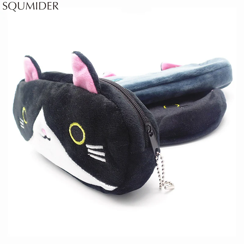 Plush Pencil Case School Supplies For Girls Stationery Office Cute Kawaii Cartoon Cat Pen Bag pouch kits Kids Gift Makeup bag