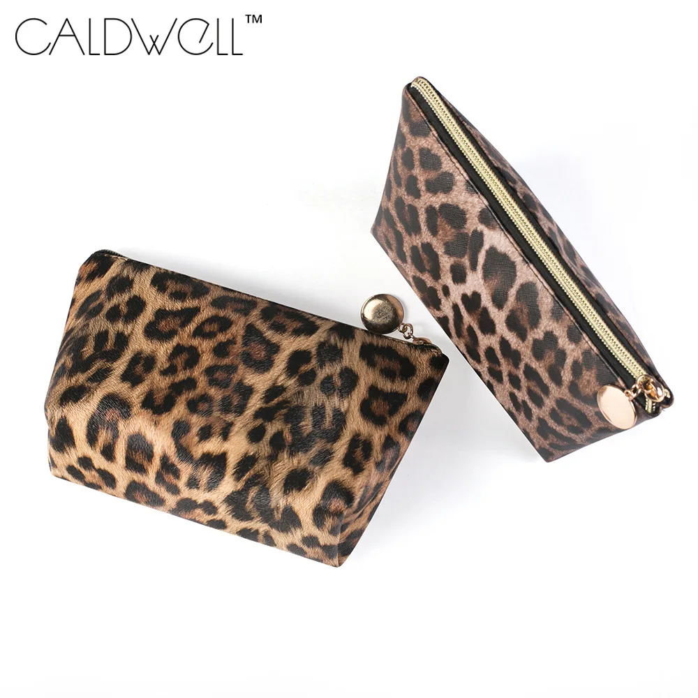 Borsa per cosmetici leopardata moda donna in pelle PU Borsa per cosmetici da viaggio con cerniera per ragazza Borsa per il lavaggio Borsa da