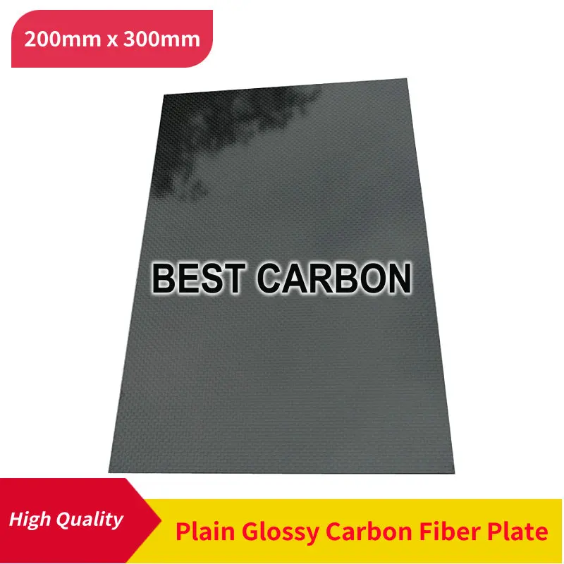 Free Shipping 200mm x 300mm 3K Plain glossy 100% Carbon Fiber Plate, laminate plate, rigid plate , car board , rc plane plate