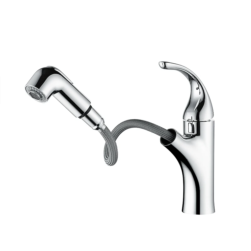 New Design Pull Out Faucet with 2 Functions Spout Bathroom Desk Mounted Water Mixer Tap Chrome High Quality