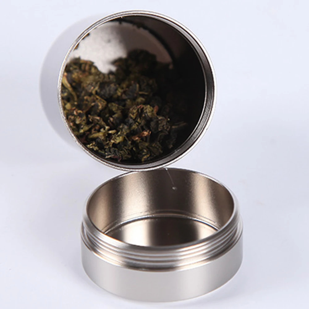 1 Set S Size Travel Tea Caddy Aluminum Alloy Portable Airtight Storage Can Smell Proof Container Random Colors