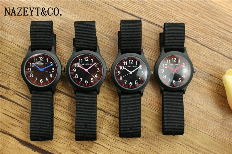 Reloj de cuarzo con correa de nailon negro para niños y niñas, pulsera de mano deportiva para niños, regalo, promoción