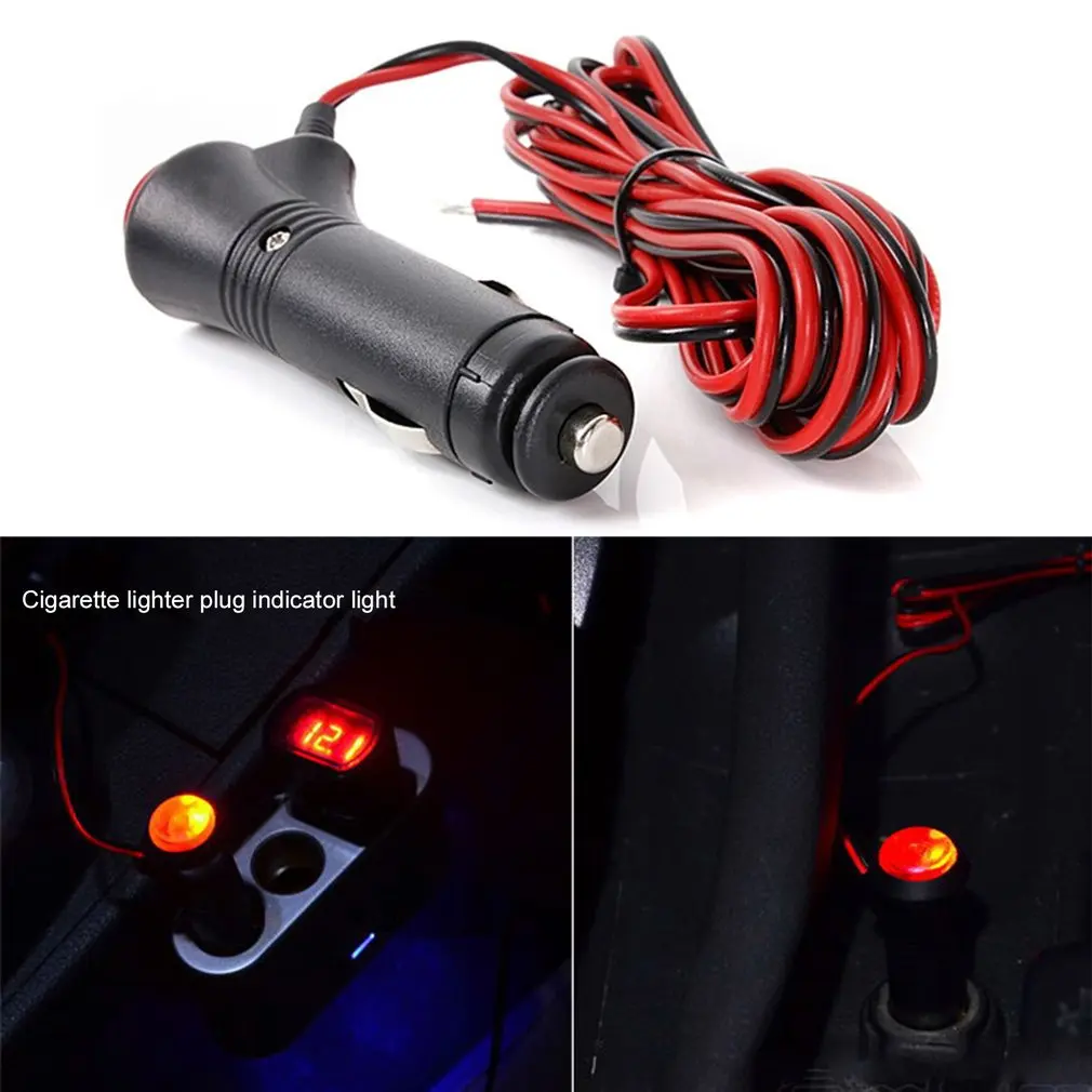 12V/24V Cigarette Lighter Plug With Switch Light Red Power Cord 1M Car Cigar Lighter Power Cord Belt Multifunctional Wire