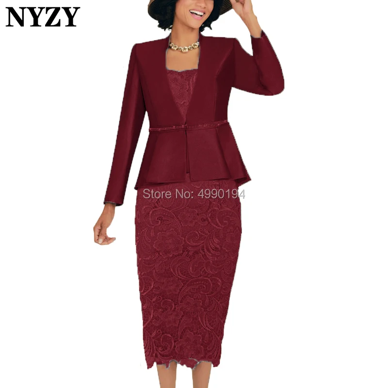 NYZY M137 2 Stück Mutter der Braut Jacke Kleider 2019 Rosa Mantel Tee Länge Hochzeit Gast Kleid Party Outfits kirche Anzüge