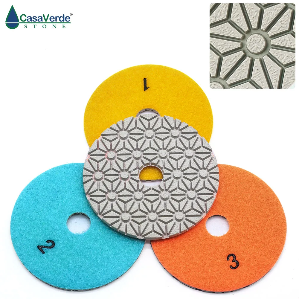 

Free shipping 4 inch diamond wet polishing pads 100mm 3 step for grinding stone and concrete