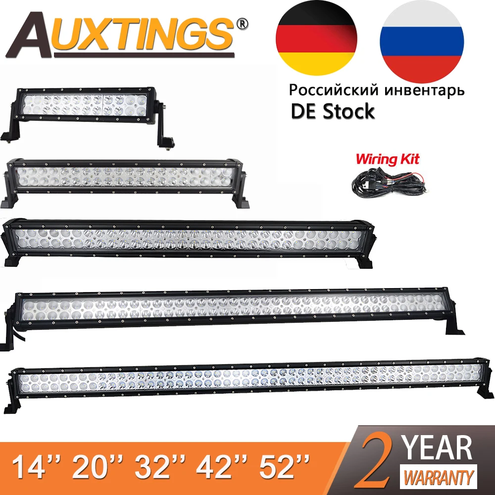 Auxtings 12V 24V prosto Led robocza listwa oświetleniowa 14 22 32 42 52 Cal Offroad samochód listwa świetlna Led 4x4 SUV ATV wysokiej mocy podwójny