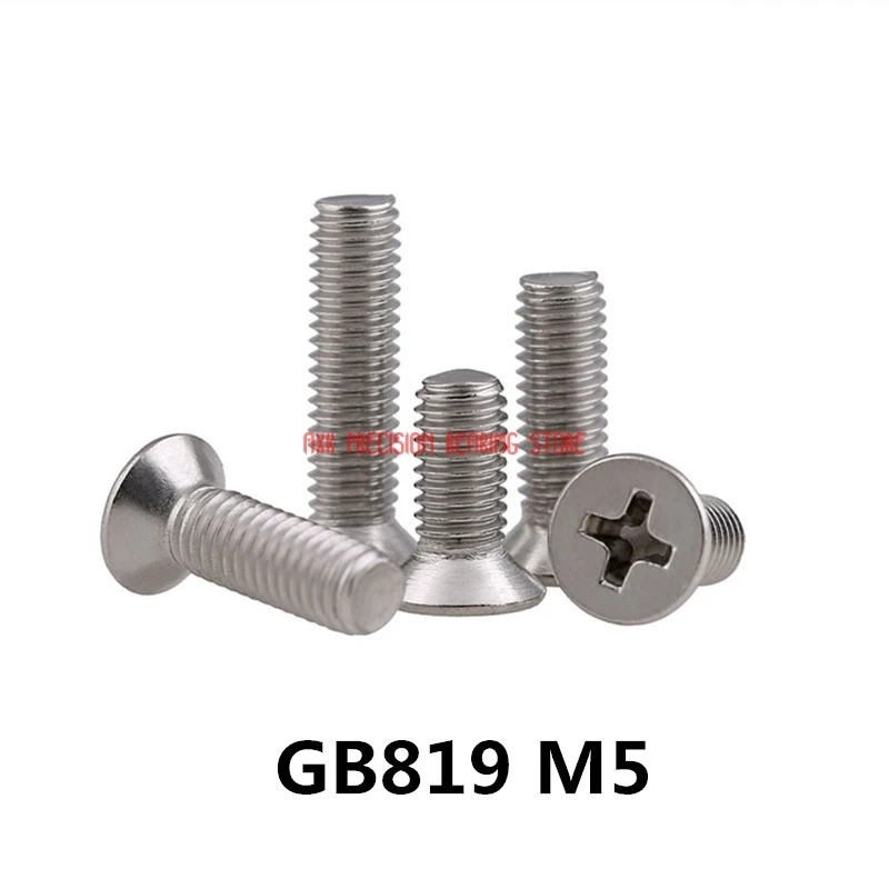 Drywall 50pcs Gb819 M5 Metric Thread 304 Stainless Steel Flat Head Cross Countersunk Screw M5*(6/8/10/12/14/16/20/25/30~65) Mm