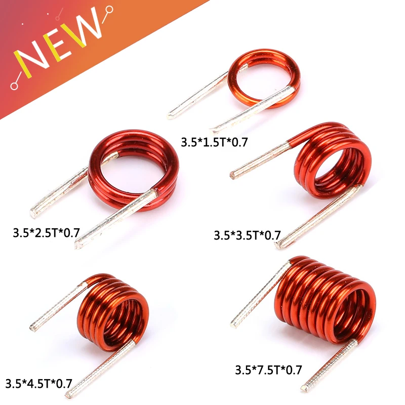 50pc coilcraft inductor 3.5*7.5t*0.7 Copper Wire Hollow Coil Inductance Remote Control FM Inductor 3.5*1.5/2.5/3.5/4.5/7.5T*0.7