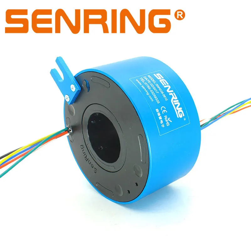 Electrical Rotary Joint Hole Size 38.1mm 6 Circuits/Wires 10A Gold-Gold Contact of Through Bore Slip Ring