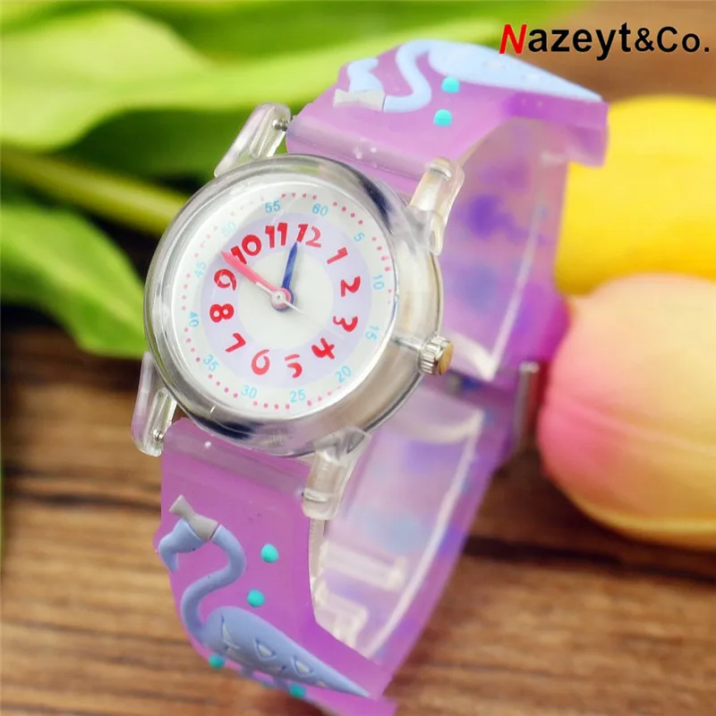 free shipping children waterproof watch high quarlity girls student3D flower animal dial jelly watch kids lear time simple clock