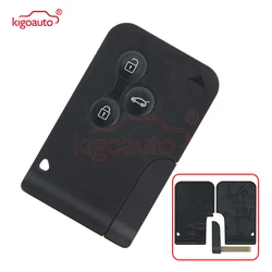 Kigoauto-Porte-carte intelligent à 3 boutons pour Renault Clio Logan Megane 2 3 Koleos Scenic, coque de clé de voiture noire avec lame de clé