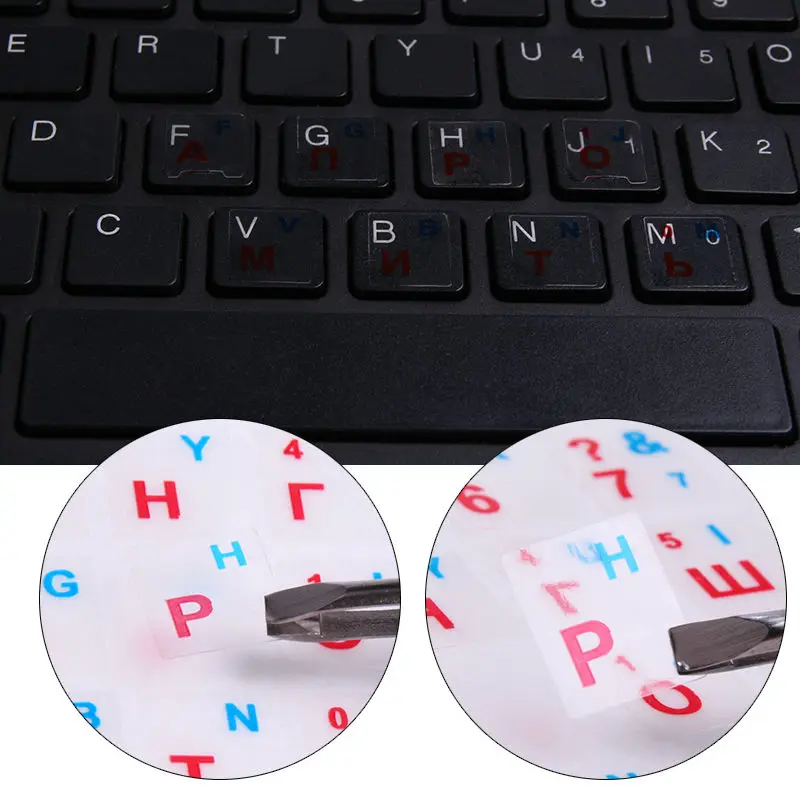 SR Standard Waterproof Glossy Russian 3 Color Keyboard Stickers Layout With Button Letters Alphabet For PC Laptop