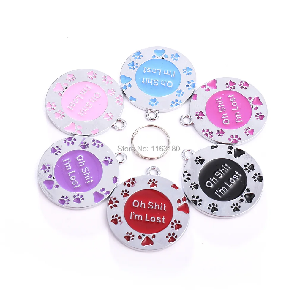 500pcs/Lot Personalized Anti-Lost ID DIY Cat Puppy  Dog Tag Engraved Custom Pet Collar Pendant 6 Colors