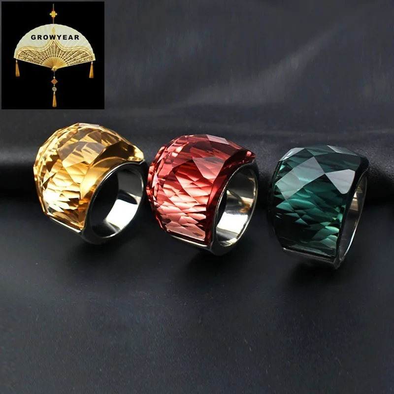 Colored Stone Ring Woman Ring Men Jewelry 5 Colors Optional Black Red Star Color Neutral Popular Simple Stainless Steel Ring