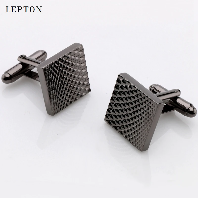 Hot Sale Black Square Cufflinks For Mens Shirt Cuffs Cufflink Lepton Classic Business Carve Cuff links Button Relojes gemelos