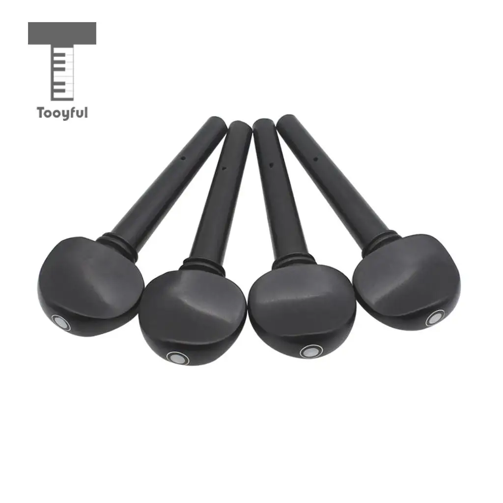 Tooyful Exquisite 4 Pieces Ebony Cello Tuning Pegs Tuners Machine Heads for 3/4 4/4 Cello Replacement Parts