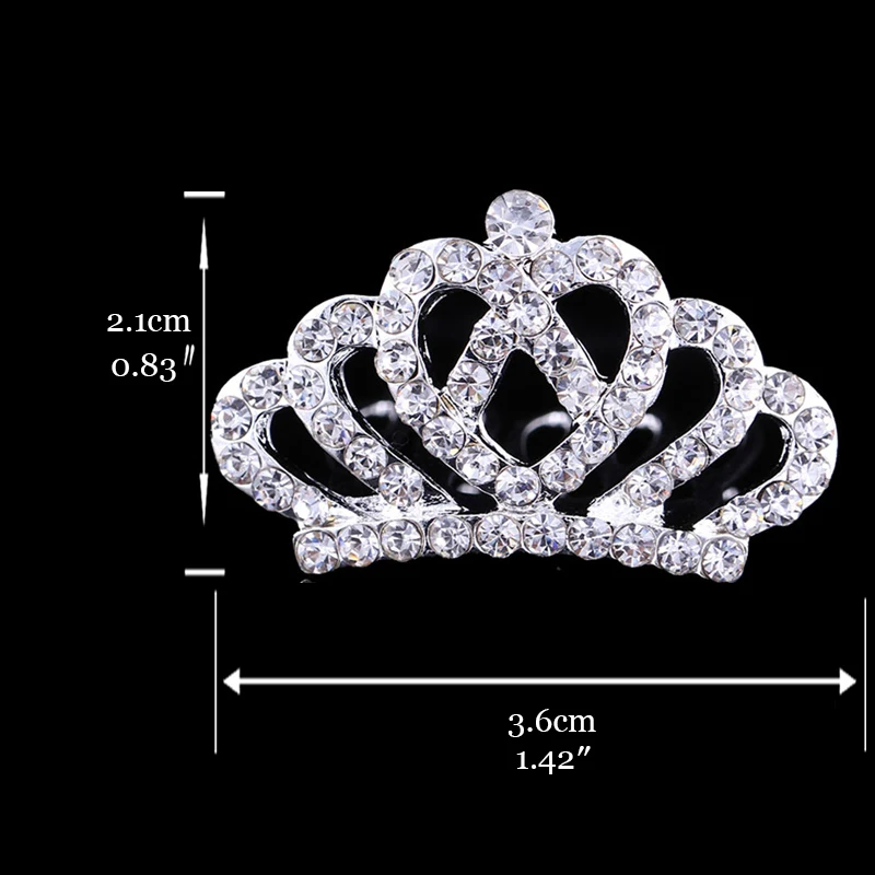 Children Tiaras and Crowns Small Kids Girls Rhinestone Crystal Crown Heart Princess Party Accessiories Hair Jewelry Ornaments