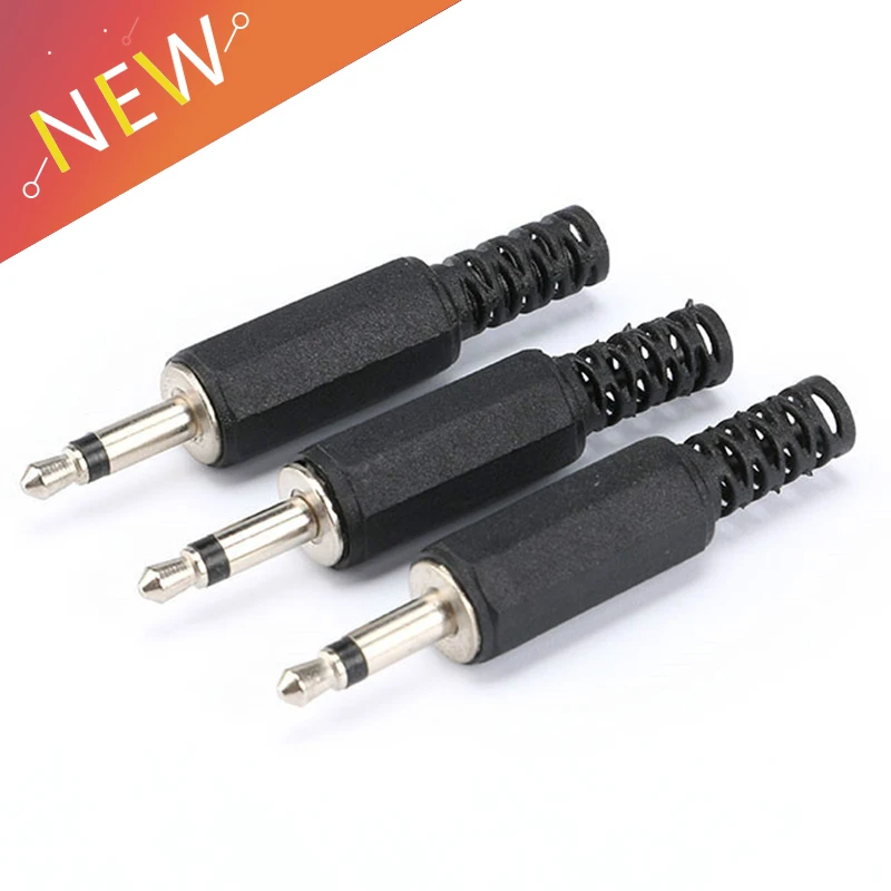 10Pcs/lot 3.5mm jack plug Audio Jack Plug Headphone male Connector 3.5 Mono plug with Black Plastic Housing for phone