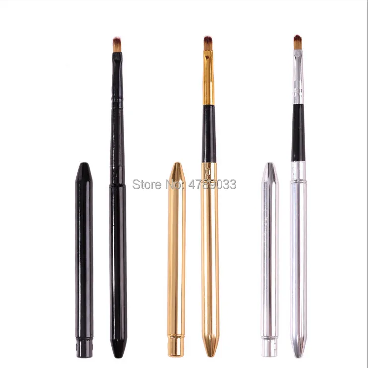 50pcs/pack Gold Silver Black Lips Makeup Brush Pen Metal Handle Cosmetic Lipgloss Lipstick Lip Gloss Brush With Protect Cap