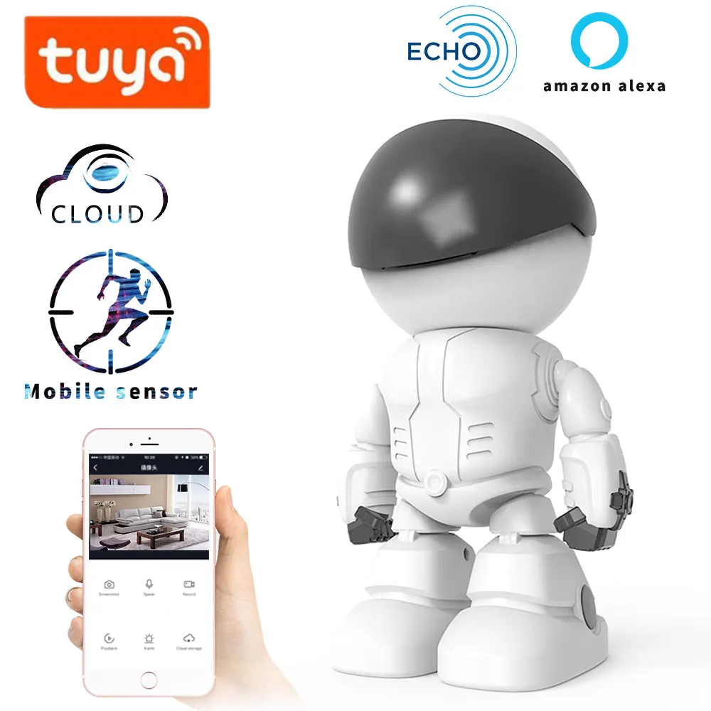 

TUYA alexa echo Baby Monitor wifi 2 way audio Robot Camera 1080P HD Network IP Night Vision Motion Detection SMART Camera Pet