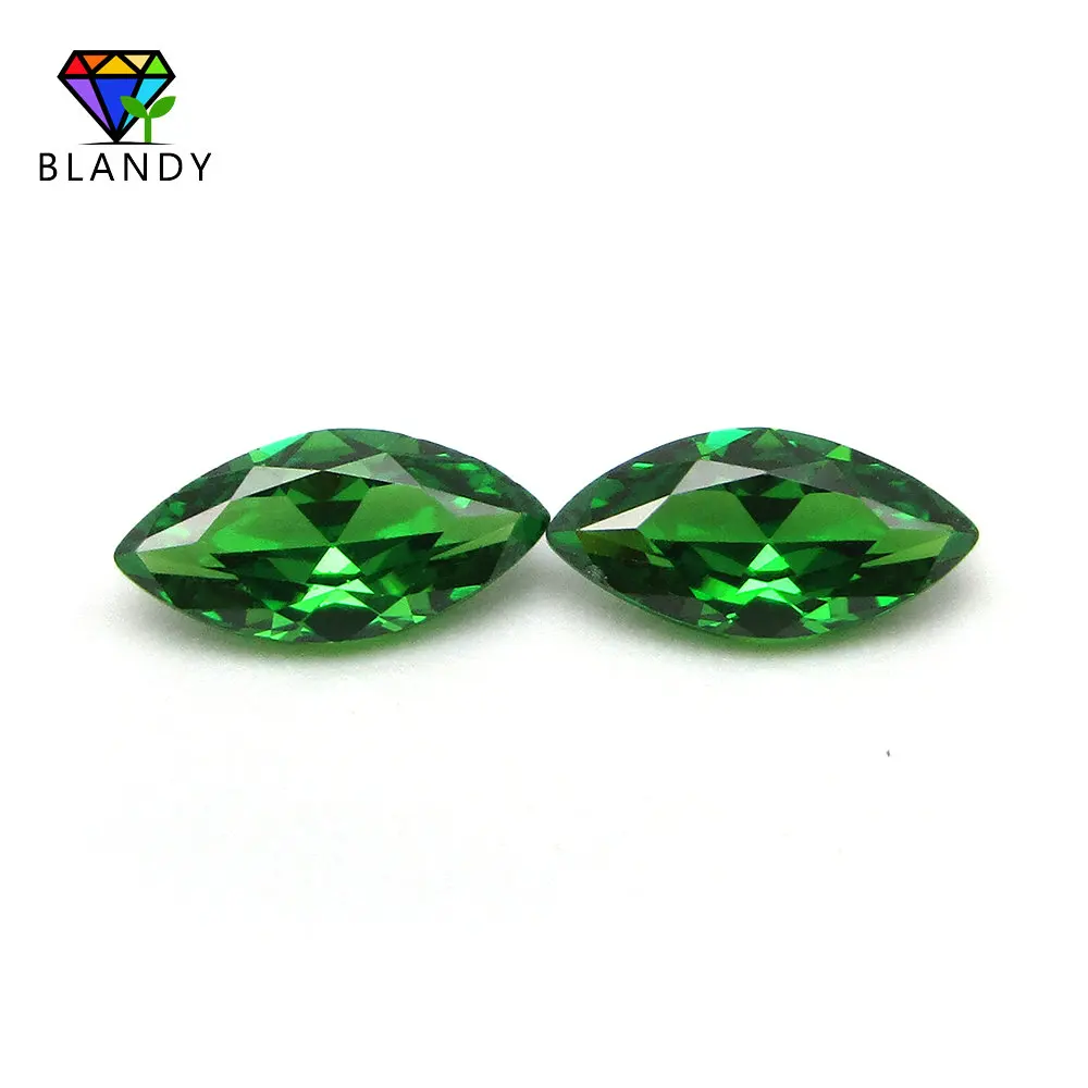 Free Shipping 2*4-8*16mm Marquise Shape Green CZ Stone 5A Quality Synthetic Gems Cubic Zirconia Beads For Jewelry