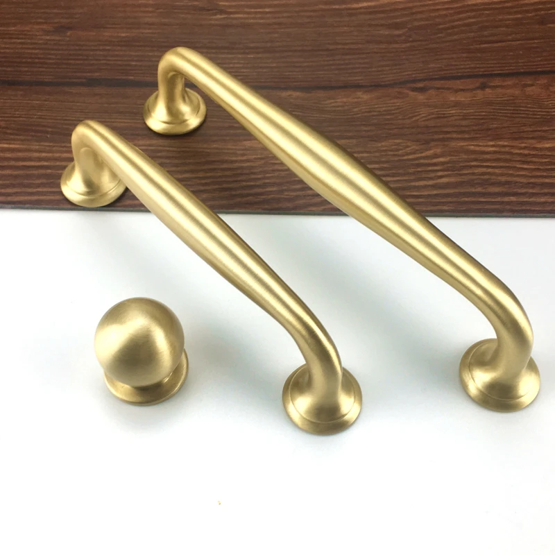 

Gold Brass Round Solid Brass Cabinet Knobs And Handles Drawer Furnitures Cupboard Wardrobe Golden Knobs