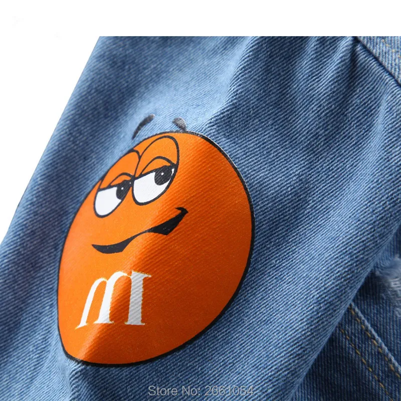 2023 Spring Children\'s Jacket Denim Boys Broken Hole Jean Jackets Kids Clothing Baby Coat Boys Casual Cartoon Letter Outerwear