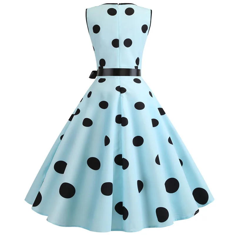 Print Robe Femme Vintage Dress Women Summer Polka Dot Casual Swing Vestidos Elegant Party Dress